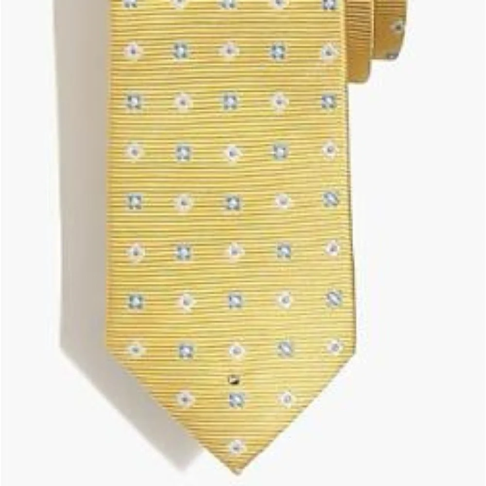 NWT J. Crew Elegant Yellow 100% Silk Tie Geometric Patterned